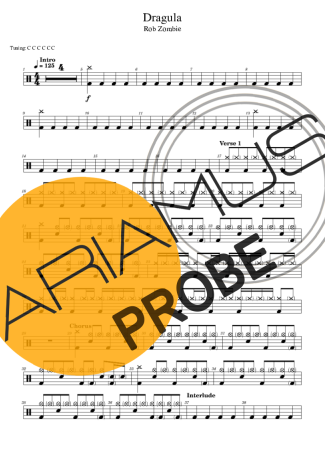 Rob Zombie Dragula (drums 1) score for Schlagzeug