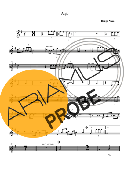 Roupa Nova Anjo score for Alt-Saxophon