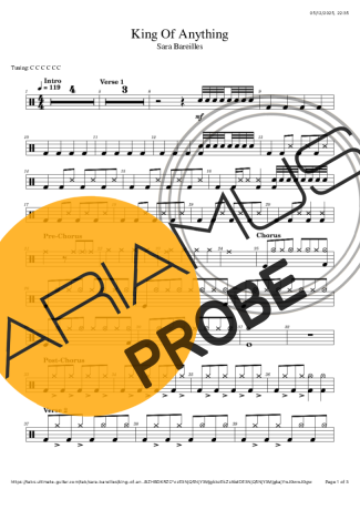 Sara Bareilles King Of Anything score for Schlagzeug