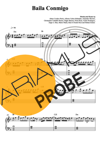 Selena Gomez Baila Conmigo (feat Rauw Alejandro) score for Klavier