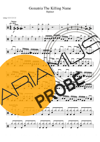 Slipknot Gematria The Killing Name Partituren für Schlagzeug
