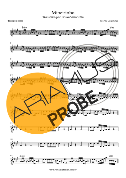 Só Pra Contrariar Mineirinho score for Trompete