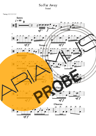 Staind So Far Away score for Schlagzeug