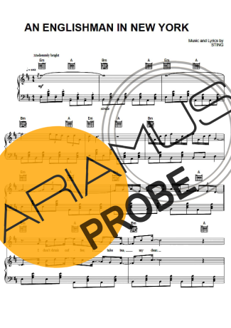 Sting An Englishman In New York Partituren für Klavier