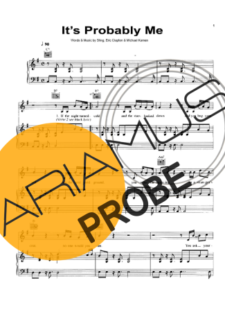Sting It´s Probably Me score for Klavier
