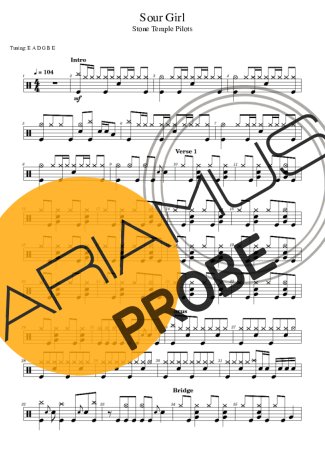 Stone Temple Pilots Sour Girl score for Schlagzeug