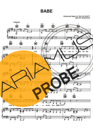 Sugarland Babe (feat Taylor Swift) Partituren für Klavier