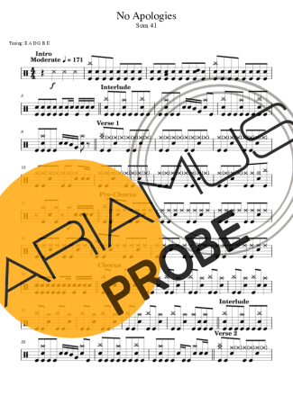 Sum 41 No Apologies score for Schlagzeug