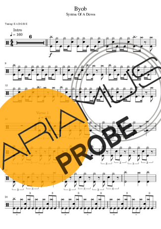 System Of A Down B.Y.O.B. score for Schlagzeug