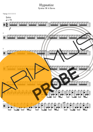 System Of A Down Hypnotize score for Schlagzeug