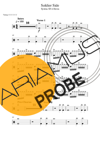 System Of A Down Soldier Side score for Schlagzeug