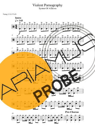 System Of A Down Violent Pornography score for Schlagzeug