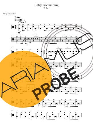 T. Rex Baby Boomerang score for Schlagzeug