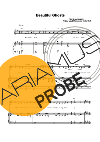 Taylor Swift Beautiful Ghosts score for Klavier