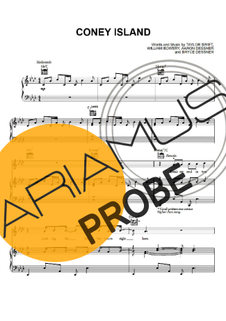 Taylor Swift Coney Island score for Klavier
