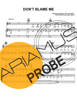 Taylor Swift Don´t Blame Me score for Klavier