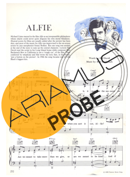 Movie Soundtracks (Temas de Filmes) Alfie score for Klavier