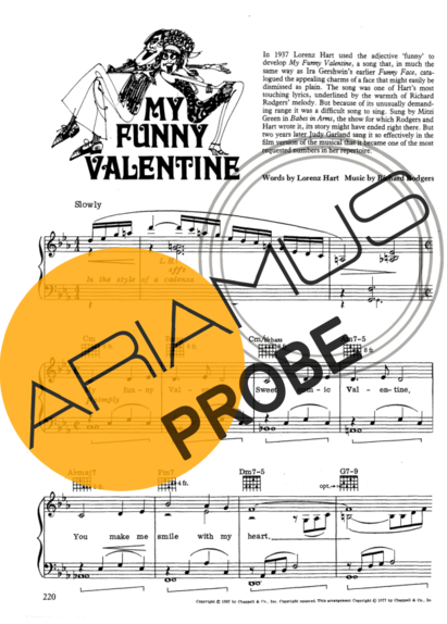 Movie Soundtracks (Temas de Filmes) My Funny Valentine score for Klavier