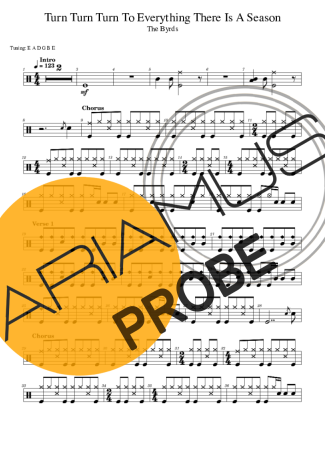 The Byrds Turn Turn Turn To Everything There Is A Season score for Schlagzeug