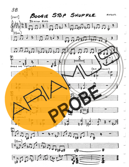 The Real Book of Jazz Boogie Stop Shuffle score for Keys