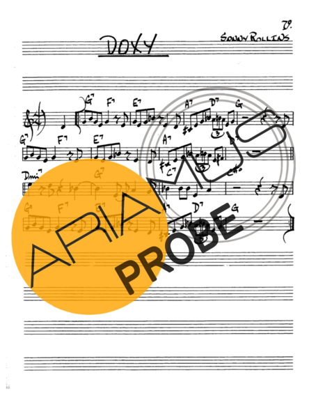 The Real Book of Jazz Doxy score for Alt-Saxophon