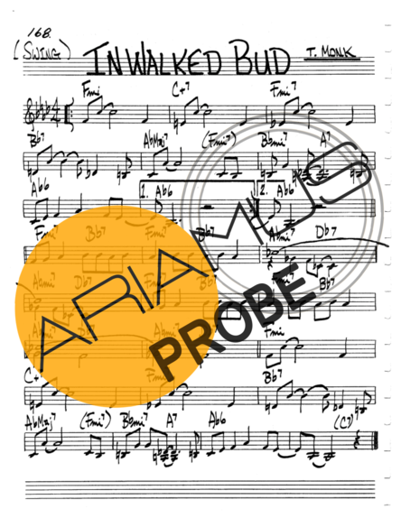 The Real Book of Jazz In Walked Bud score for Keys