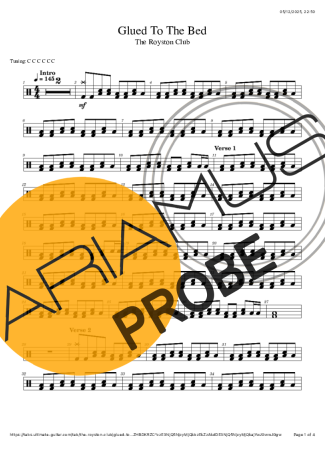 The Royston Club Glued To The Bed score for Schlagzeug