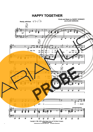 The Turtles Happy Together Partituren für Klavier