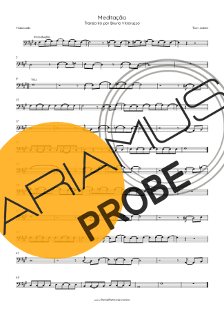Tom Jobim Meditação score for Cello