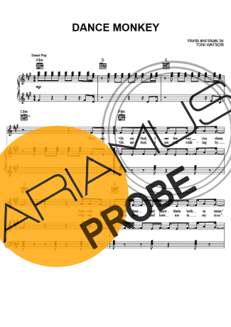 Tones and I Dance Monkey score for Klavier