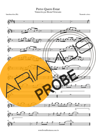 Trazendo a Arca Perto Quero Estar score for Alt-Saxophon