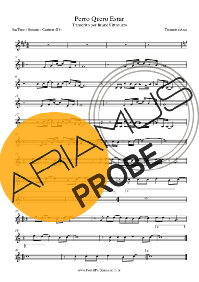 Trazendo a Arca Perto Quero Estar score for Tenor-Saxophon Sopran (Bb)