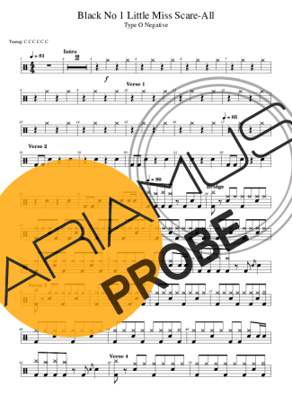 Type O Negative Black No 1 Little Miss Scare Partituren für Schlagzeug