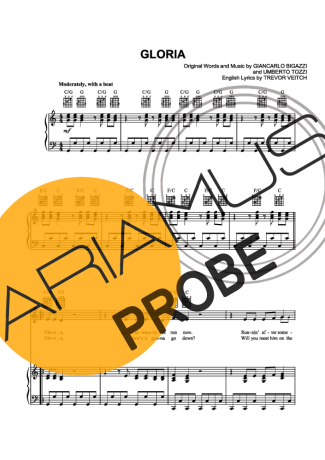 Umberto Tozzi Gloria Partituren für Klavier