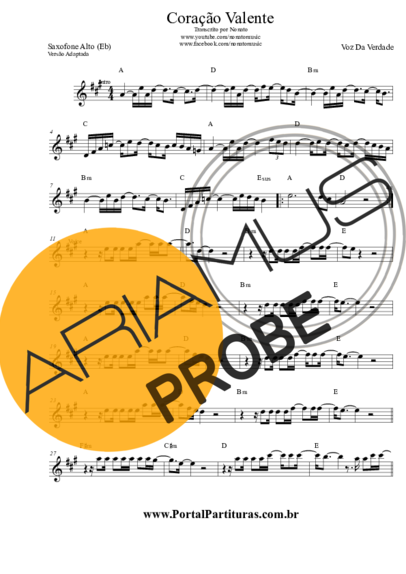 Voz Da Verdade Coração Valente score for Alt-Saxophon