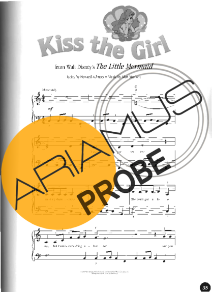 Walt Disney Kiss The Girl score for Klavier