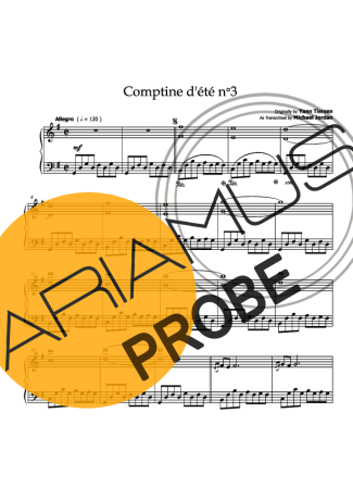 Yann Tiersen Comptine Dete No3 score for Klavier