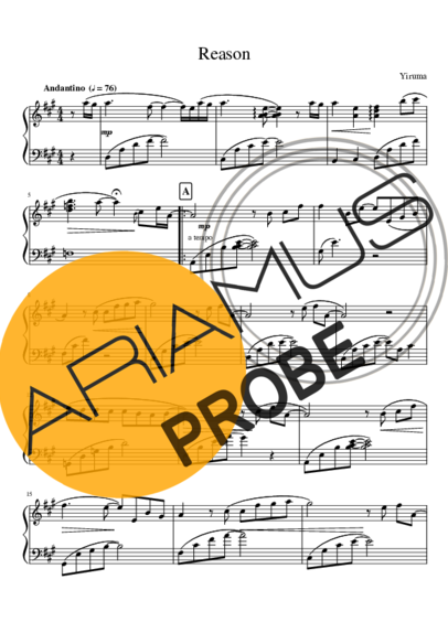 Yiruma Reason score for Klavier