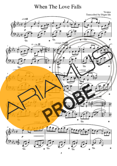 Yiruma When The Love Falls score for Klavier